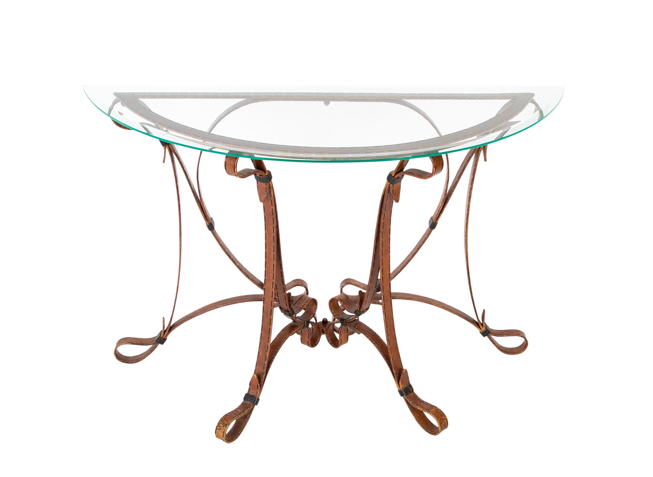 Iron Glass Top Console Table