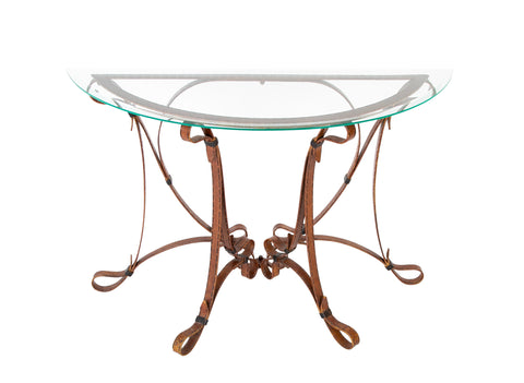 Iron Glass Top Console Table