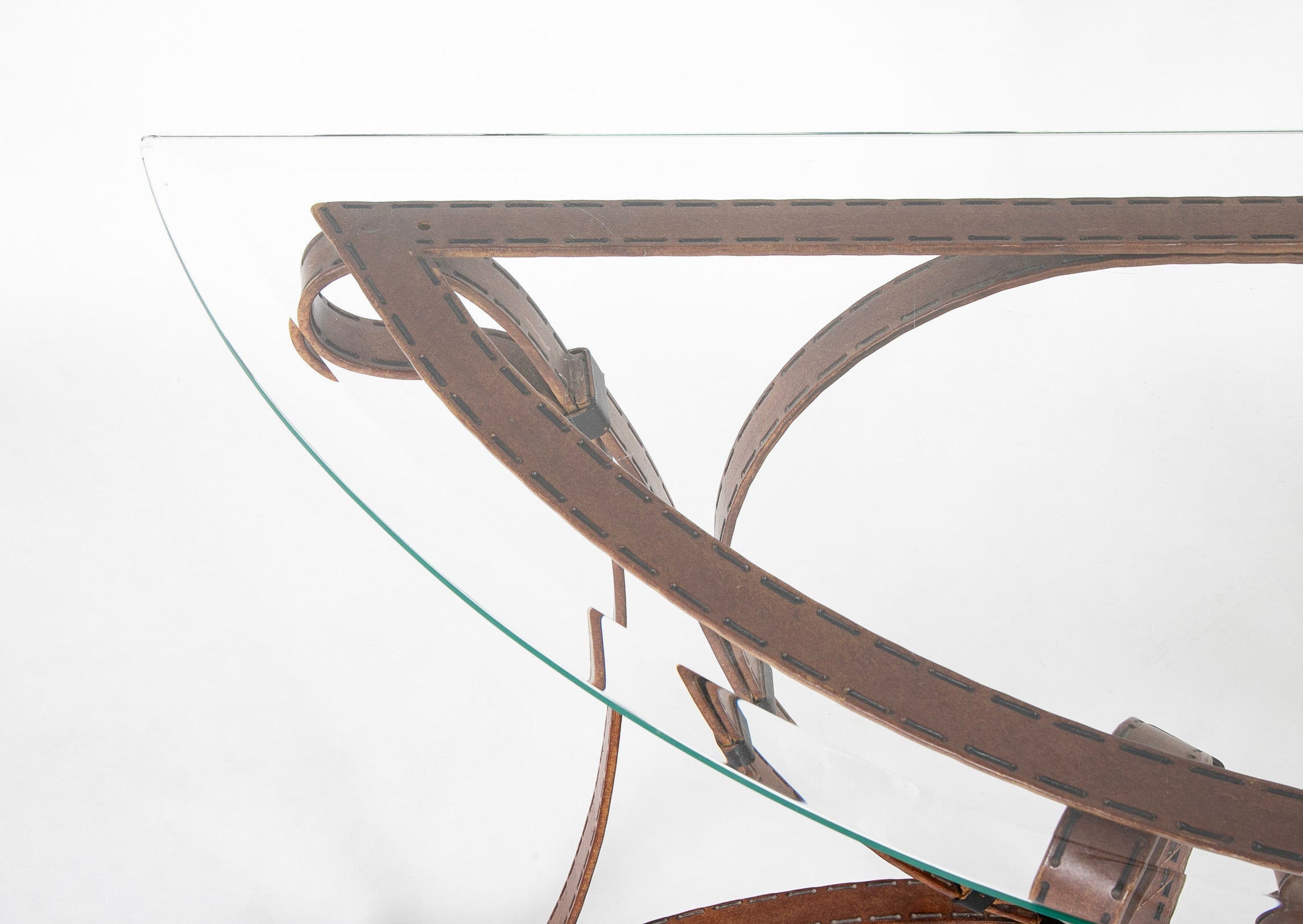 Iron Glass Top Console Table