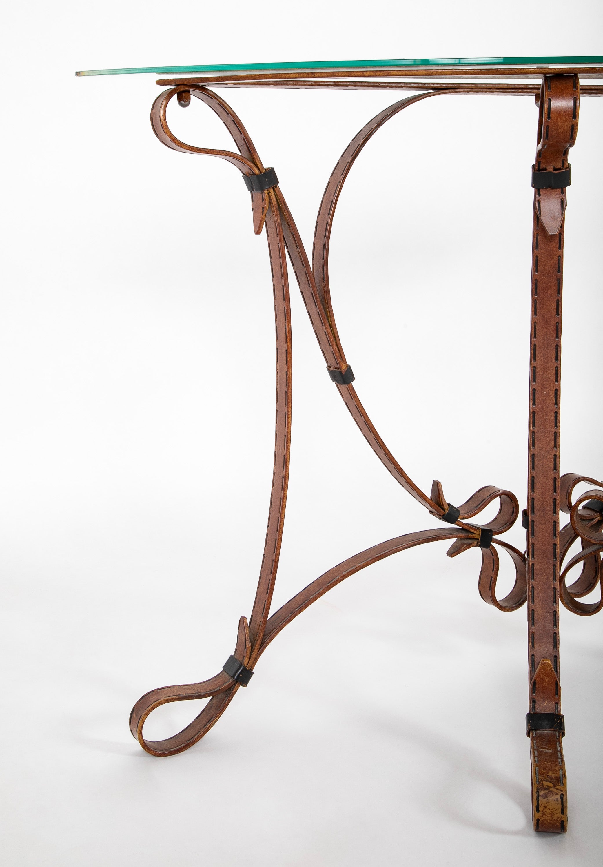 Iron Glass Top Console Table