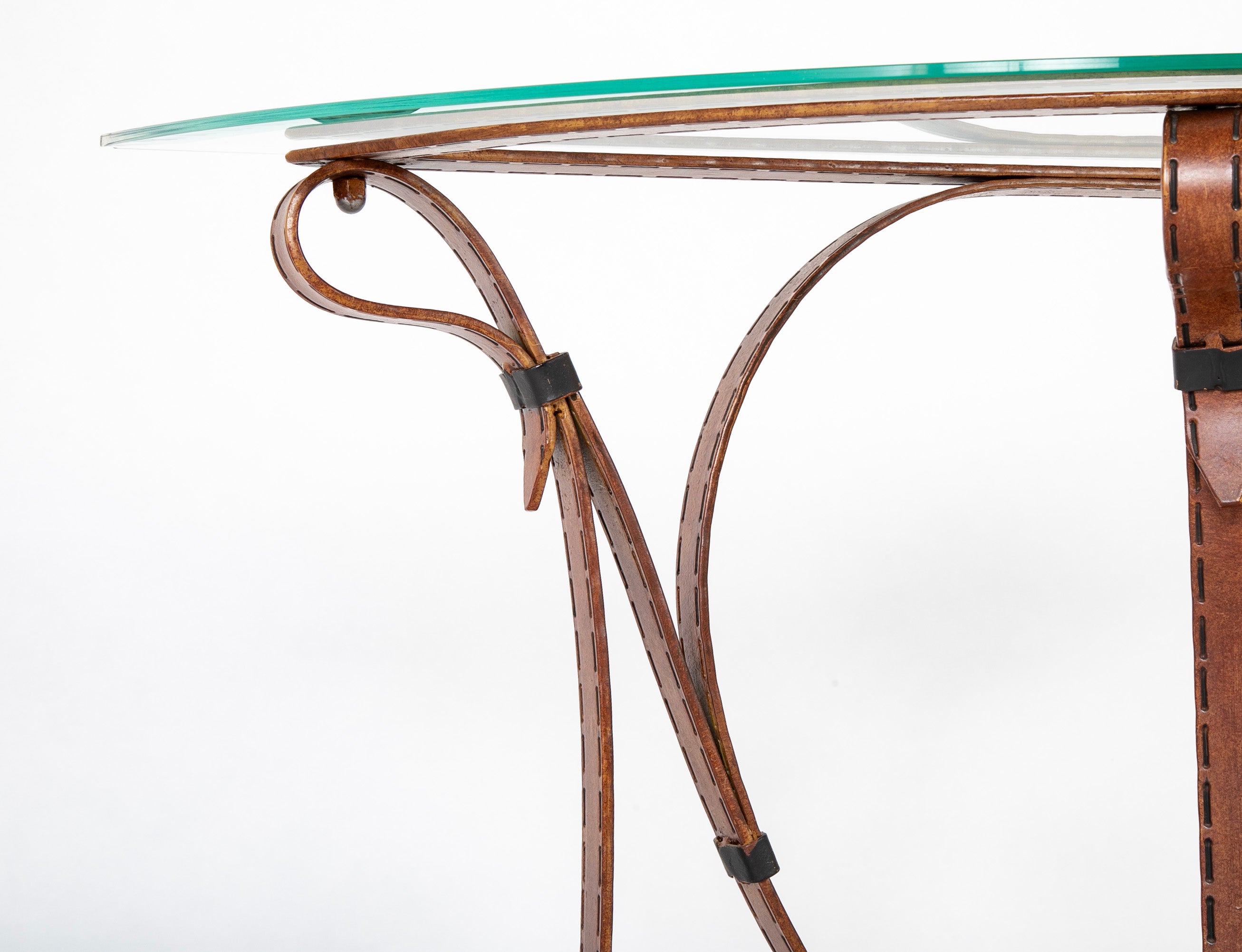 Iron Glass Top Console Table