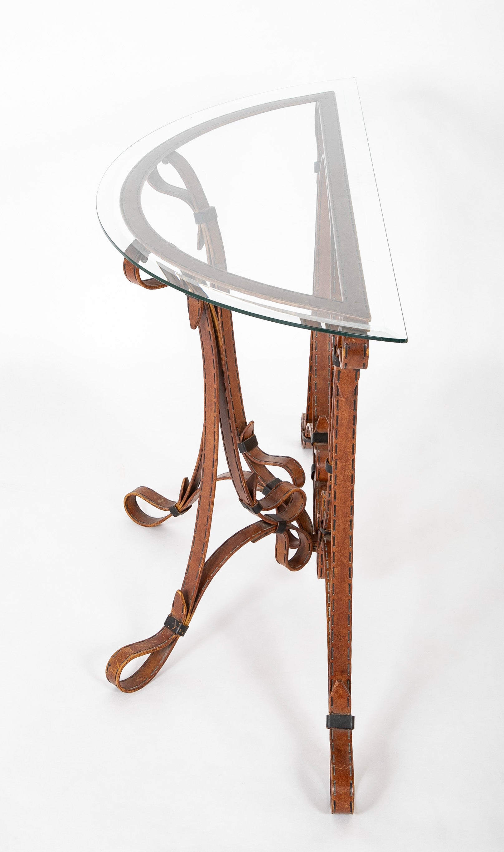 Iron Glass Top Console Table