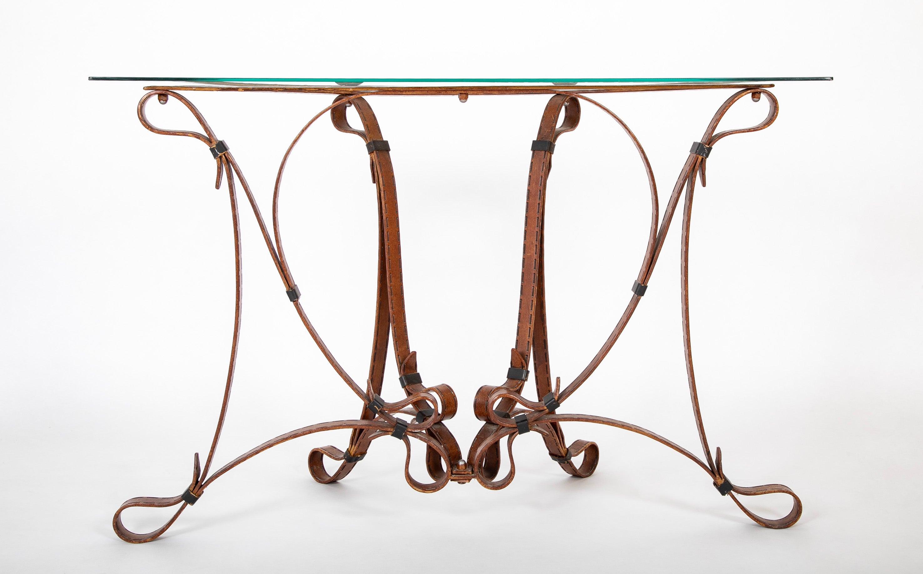 Iron Glass Top Console Table