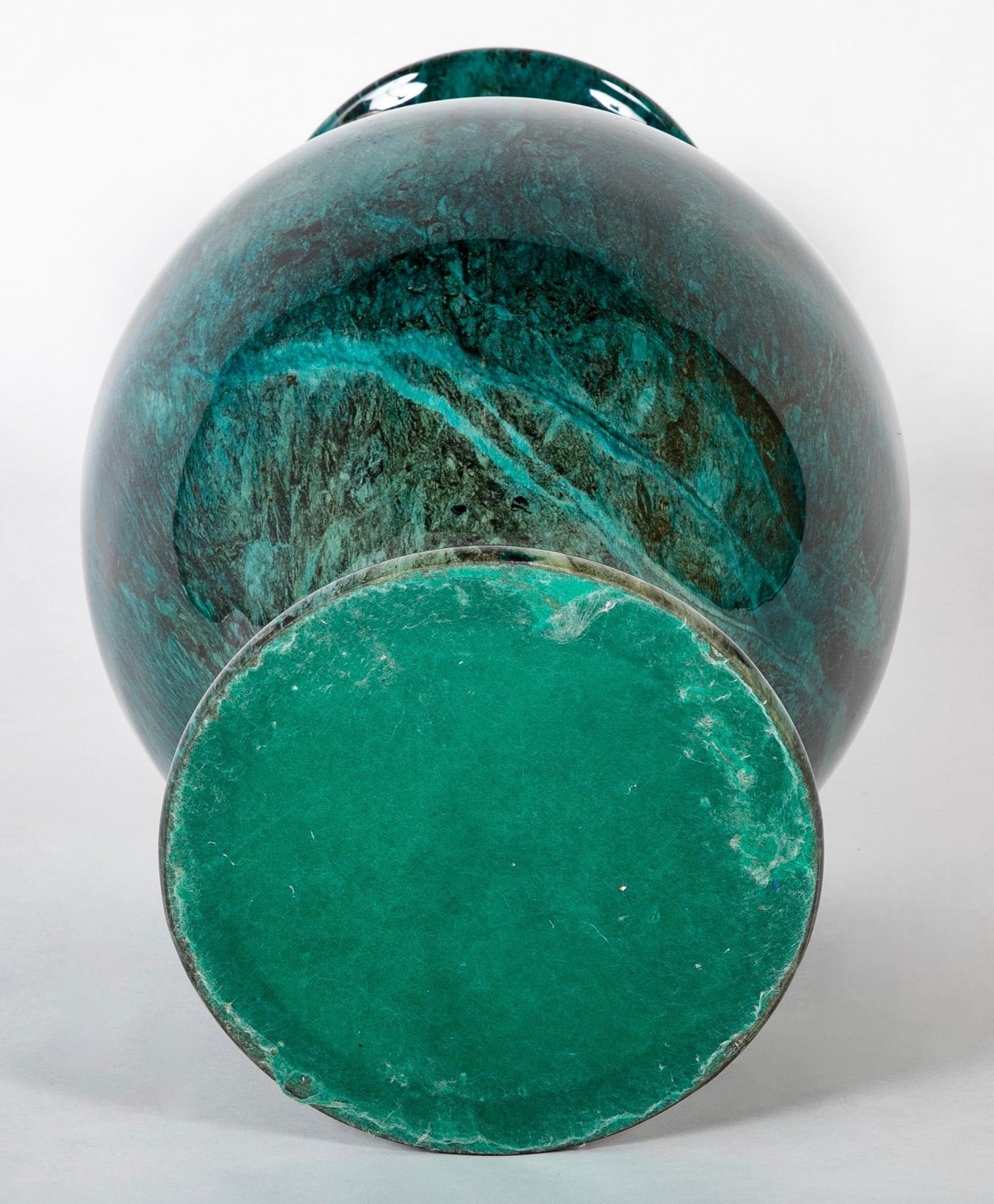 An Italian Green Faux Marble Composition Vase
