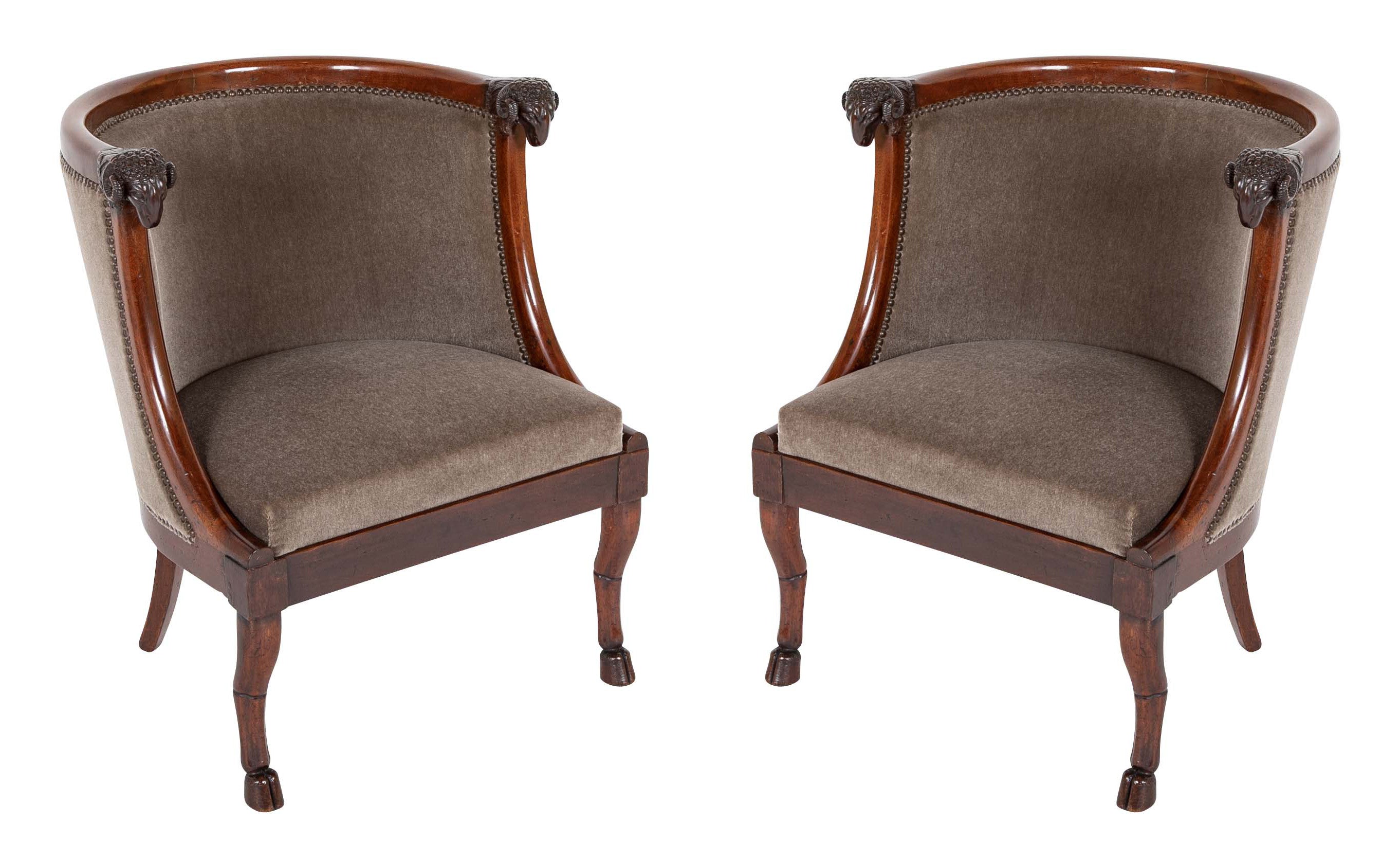 Pair of French Empire Armchairs Attributed to Jacob Desmalter