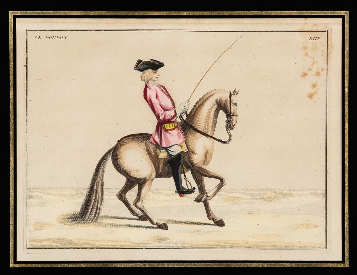 Set of Six 18th Century Hand Colored Prints of Horses by Baron D'Eisenberg