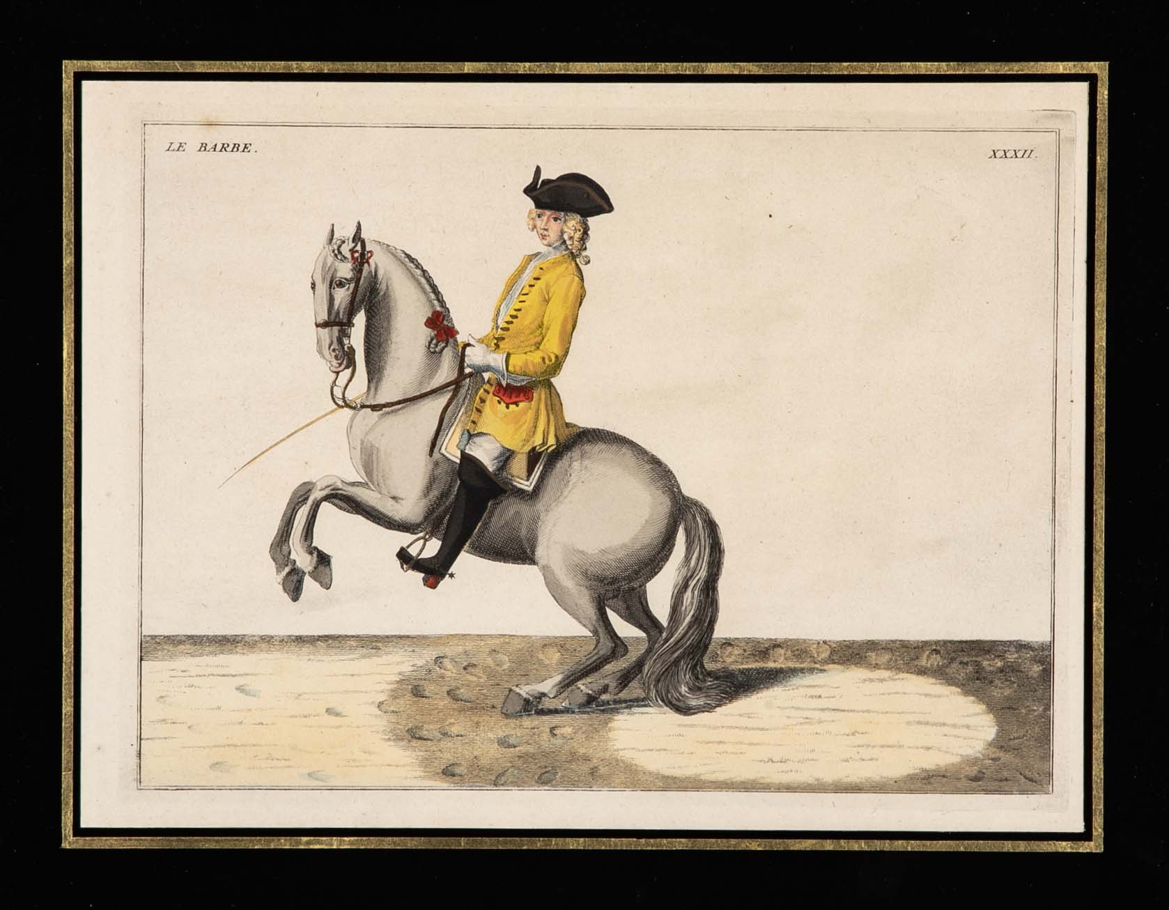 Set of Six 18th Century Hand Colored Prints of Horses by Baron D'Eisenberg