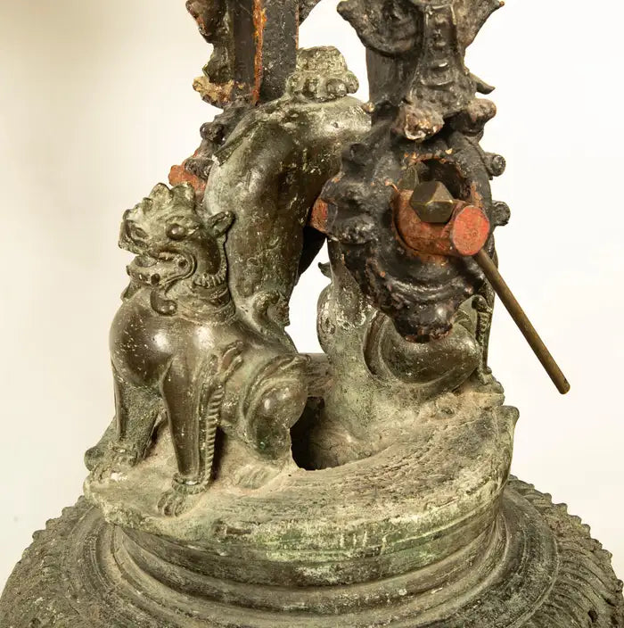 19th Century Burmese Bronze Temple Bell with Stand