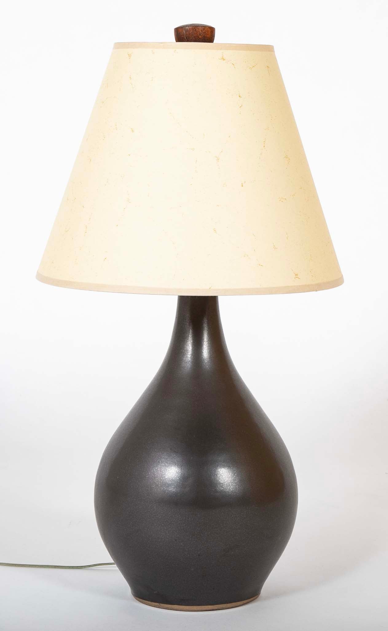 Jane and Gordon Martz Mid-Century Ceramic Lamp with Chocolate Glaze
