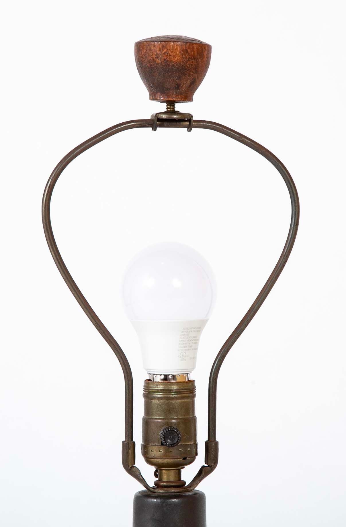 Jane and Gordon Martz Mid-Century Ceramic Lamp with Chocolate Glaze
