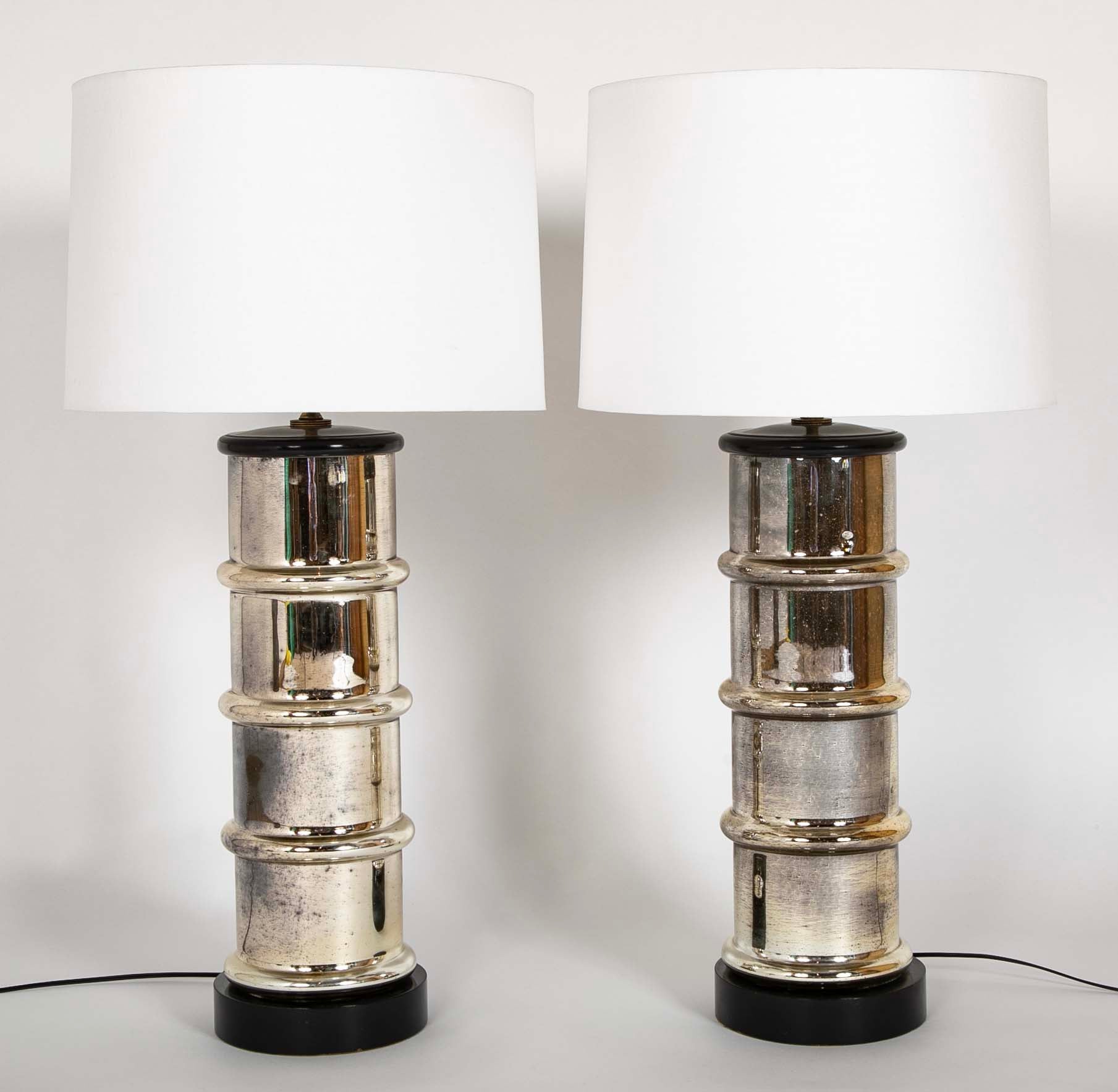 Pair of Mid 20th Century Large Scale Mercury Glass Table Lamps