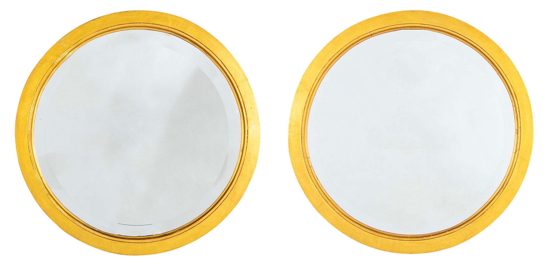 Pair of Italian Neoclassical Giltwood Framed Mirror with Reveled Glass