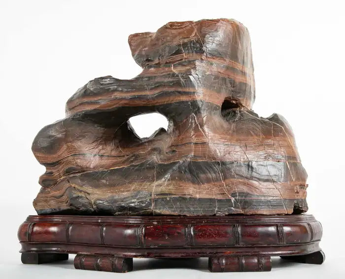 Chinese Scholars Rock on Custom Hardwood Base