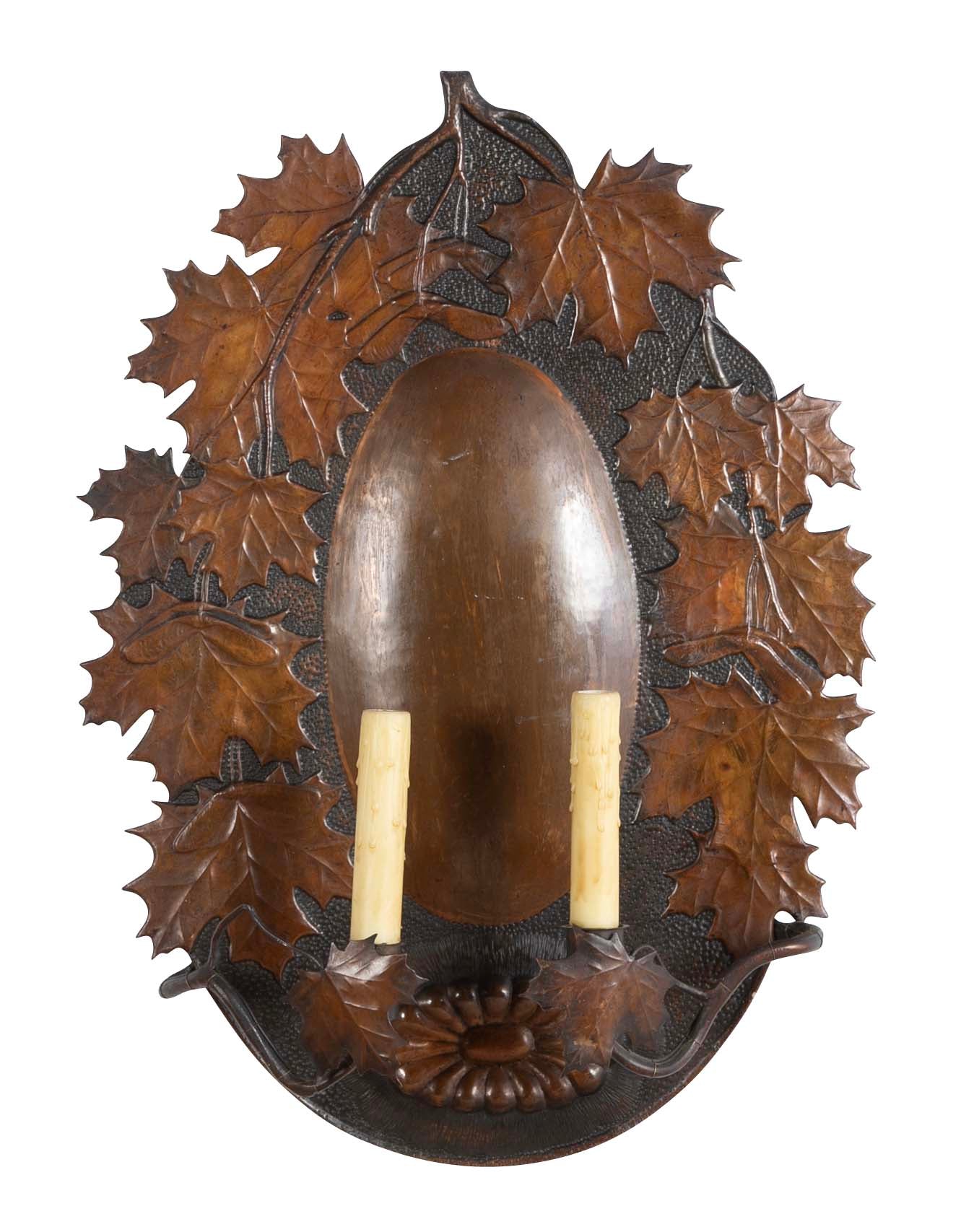 Pair of Dutch Baroque Style Copper Repousse Sconces