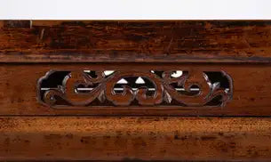 19th Century Chinese Hardwood Pedestal Stand with Carved Bat Motifs