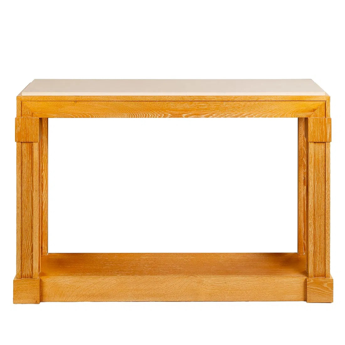 A Custom Made Modernist Cerused Beech Console with Travertine Top