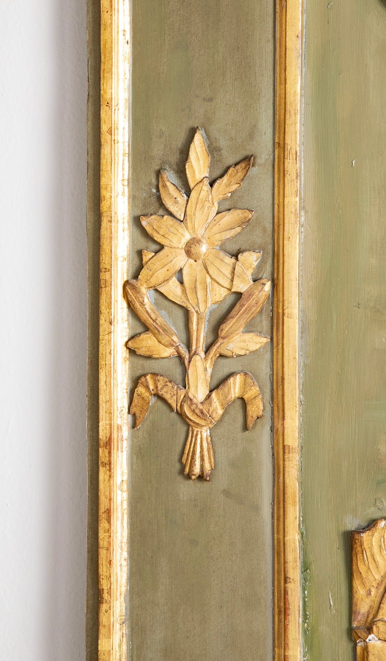 An 18th Century French Trumeau with Oil Painting of a Man and Woman in a Forest