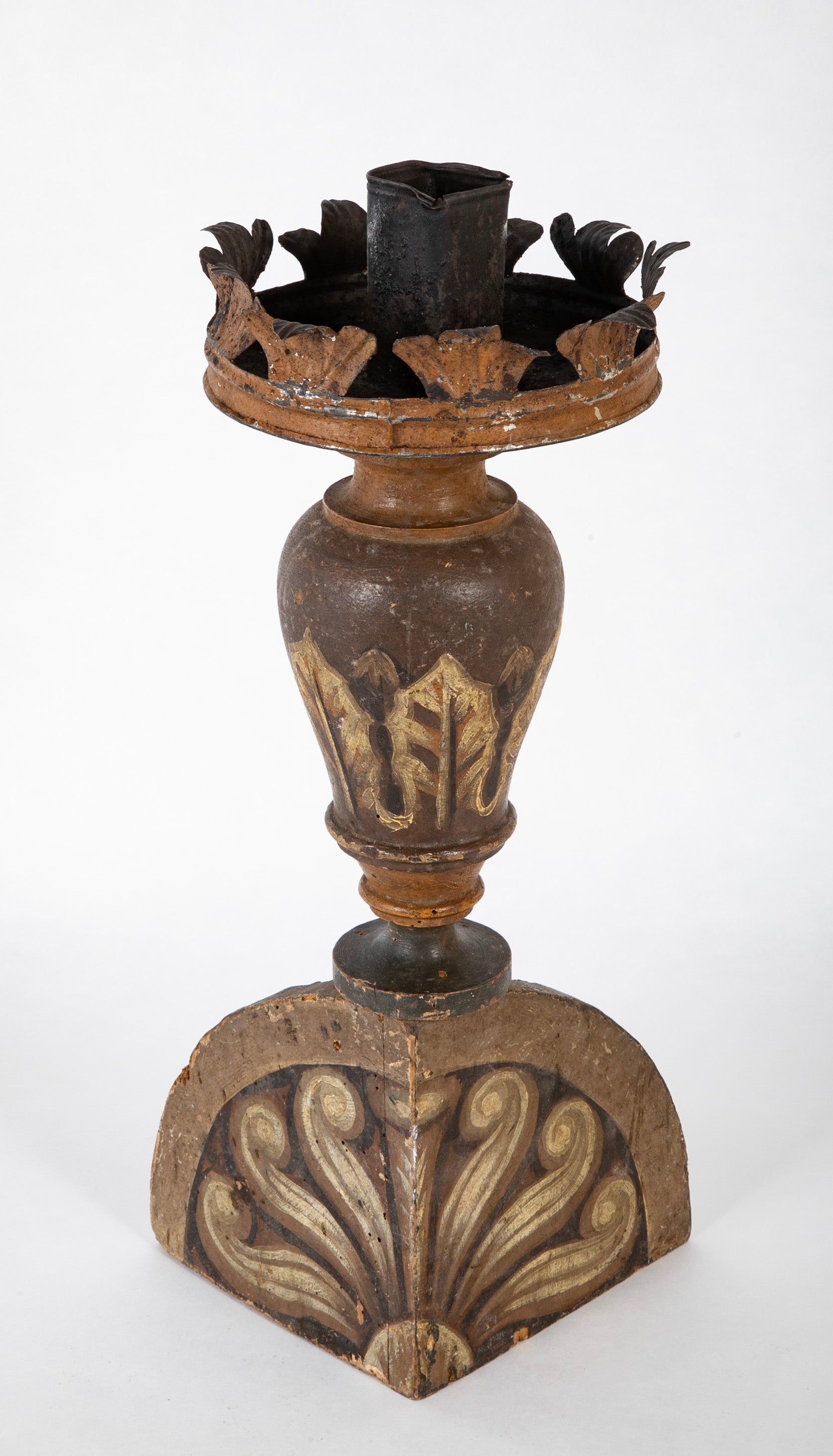 Pair of Carved and Painted 18th Century French Candlesticks