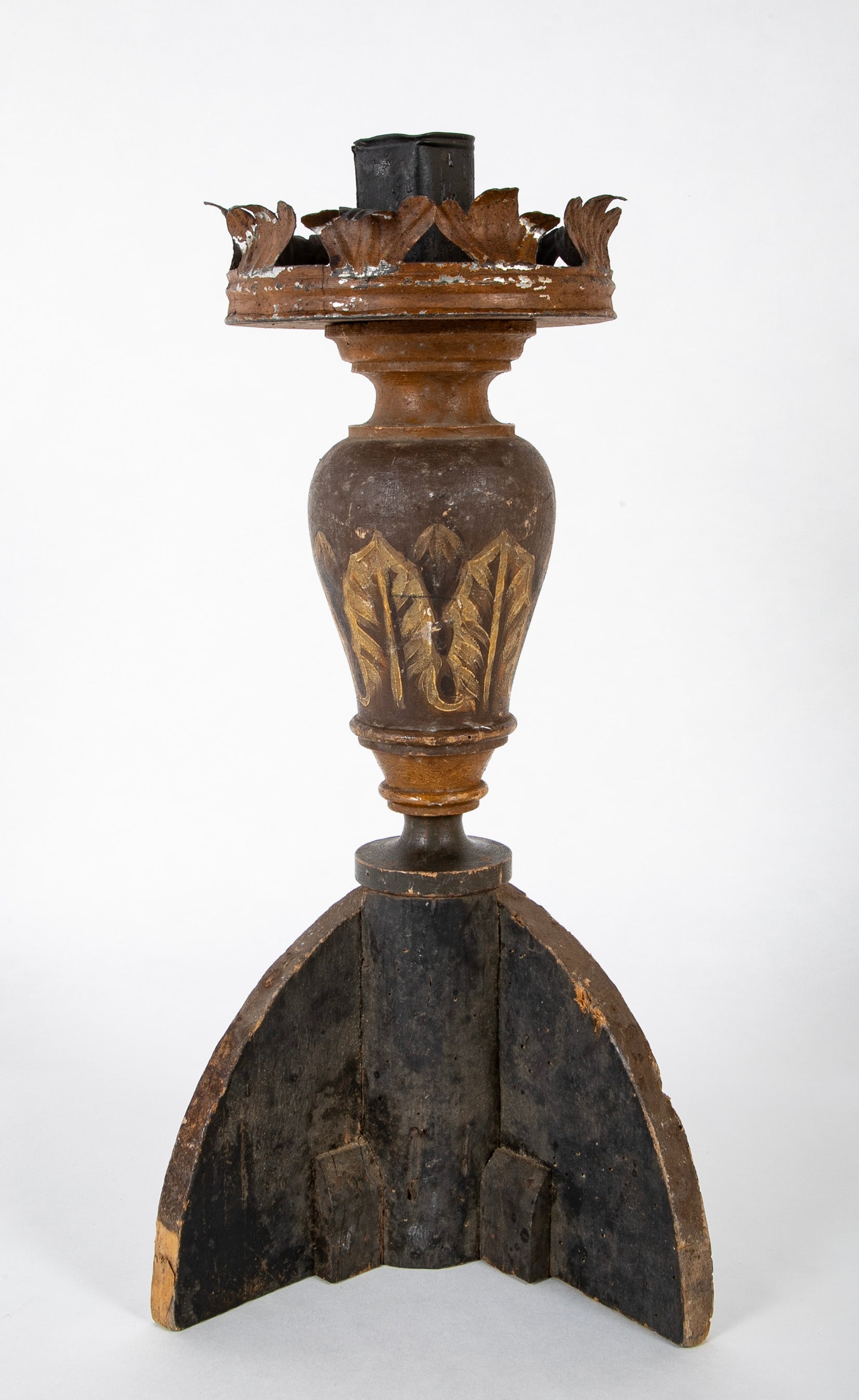 Pair of Carved and Painted 18th Century French Candlesticks