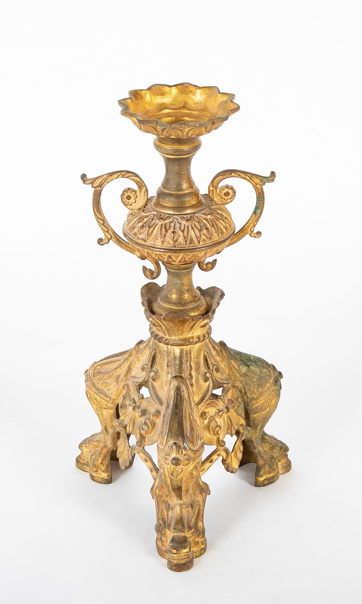 A Pair of French Mid 19th Century Gilt Metal Candlesticks