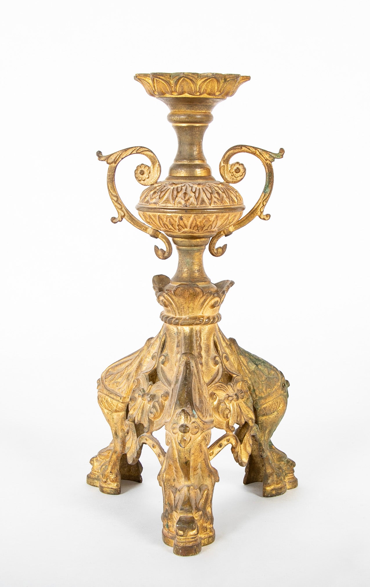 A Pair of French Mid 19th Century Gilt Metal Candlesticks
