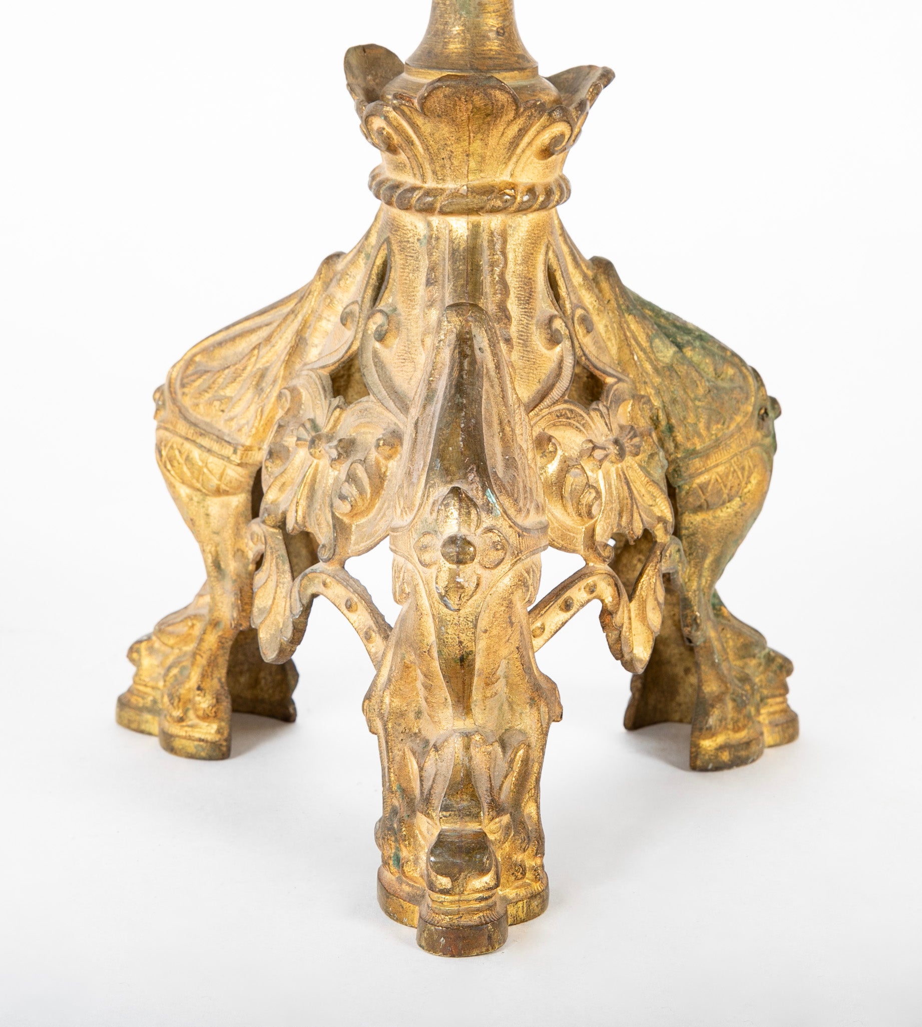 A Pair of French Mid 19th Century Gilt Metal Candlesticks