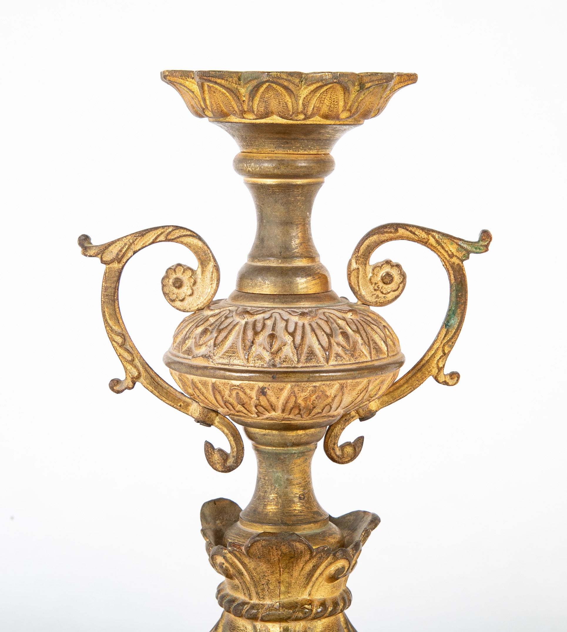 A Pair of French Mid 19th Century Gilt Metal Candlesticks