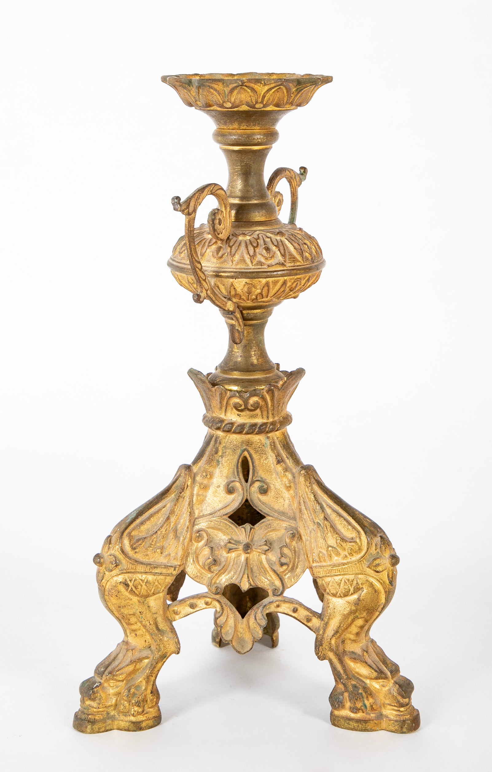 A Pair of French Mid 19th Century Gilt Metal Candlesticks