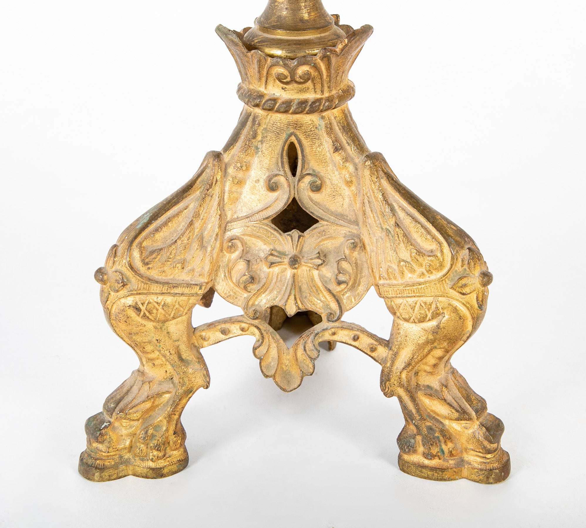 A Pair of French Mid 19th Century Gilt Metal Candlesticks