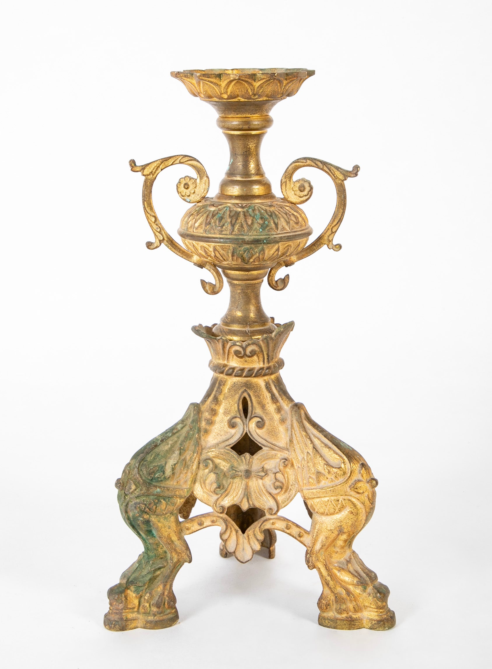 A Pair of French Mid 19th Century Gilt Metal Candlesticks