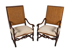 Pair of Louis XIII Style Fauteuils Noyer Provencal