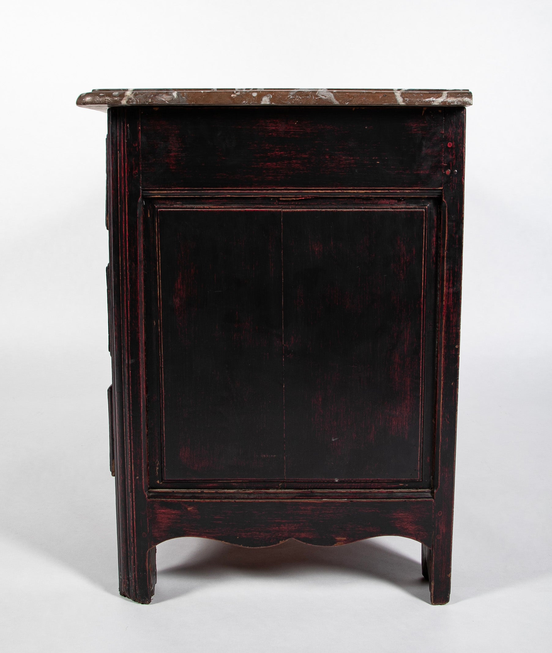 French Marble Top Bureau or Chest of Drawers Having Original Hardware