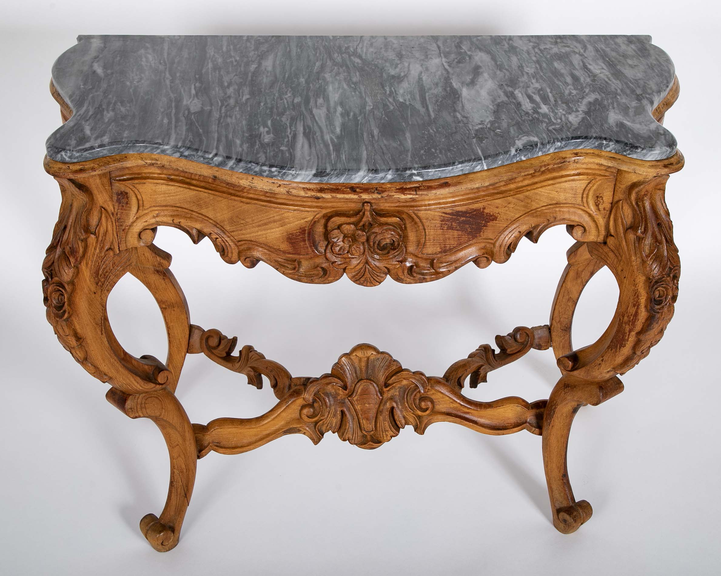 Stunning Rococo Style Marble Top Console