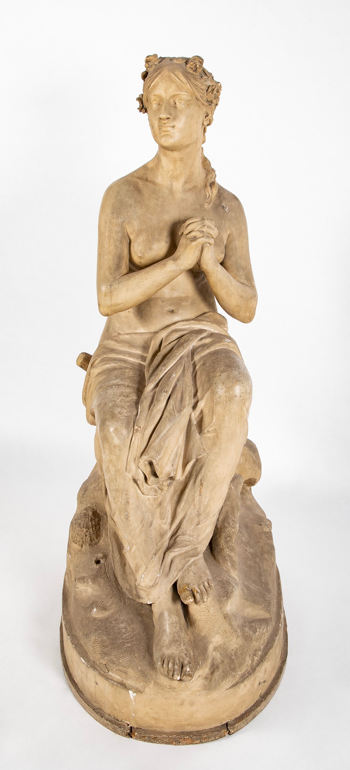 Large 18th Century French Plaster Statue of a Woman Praying