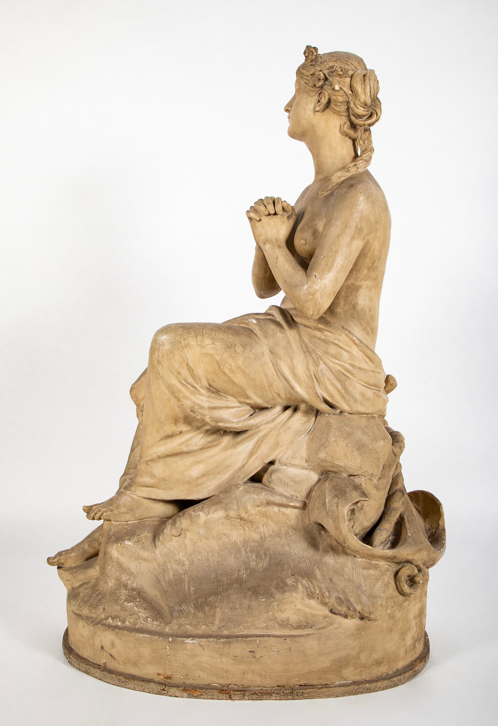 Large 18th Century French Plaster Statue of a Woman Praying