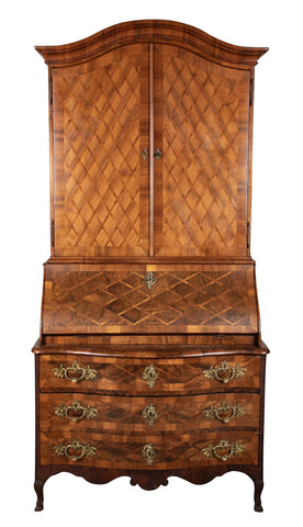 Unique Late 18th Century Swiss Secretary with Beautiful Marquetry