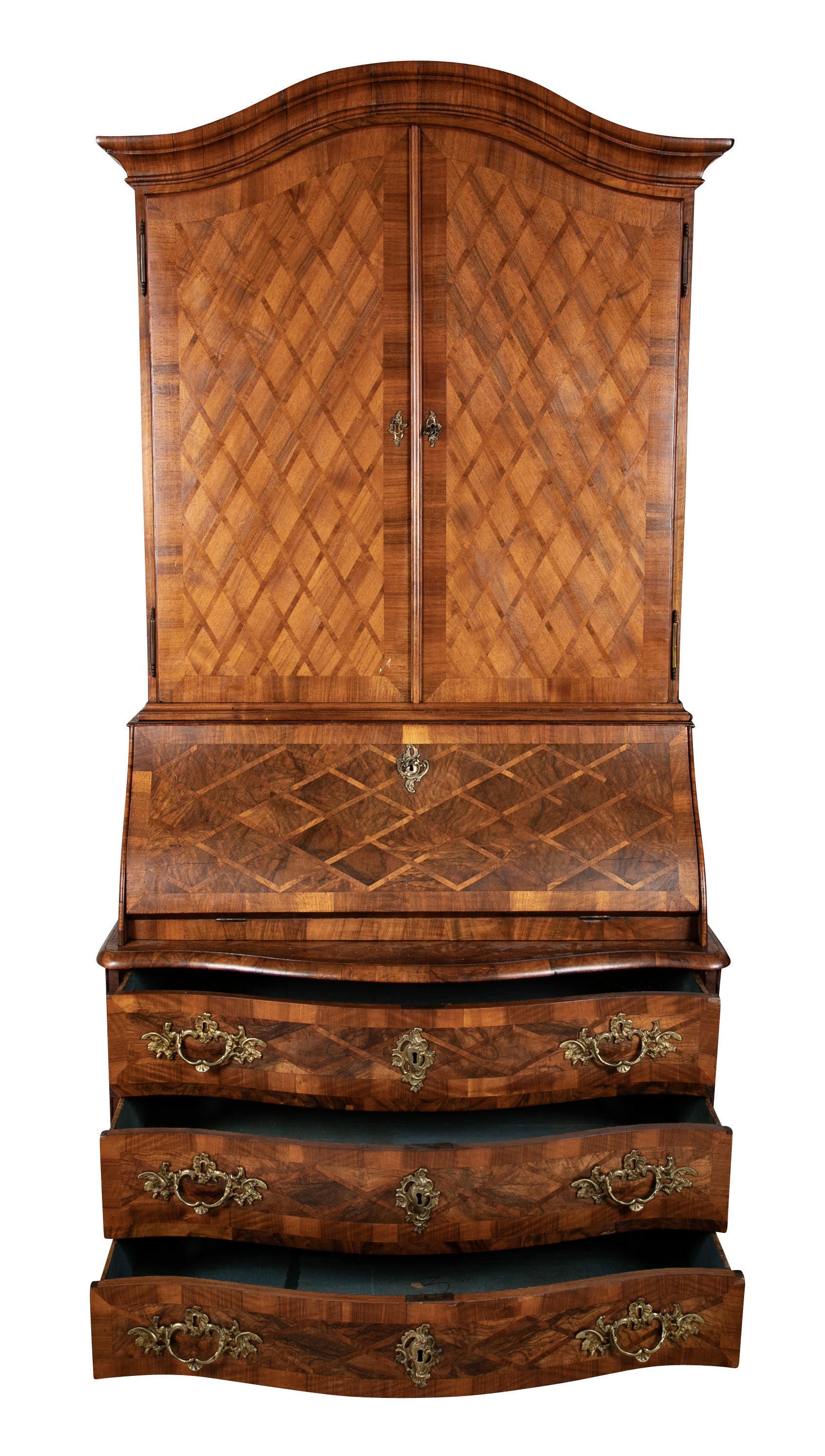 Unique Late 18th Century Swiss Secretary with Beautiful Marquetry