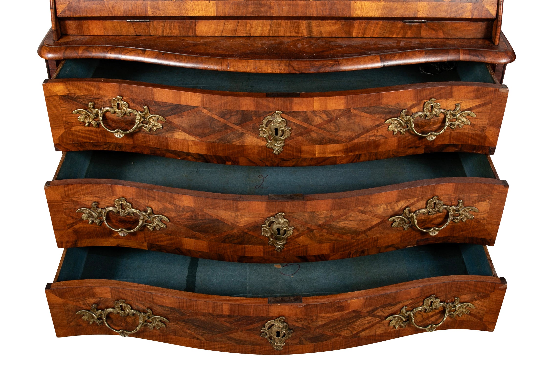 Unique Late 18th Century Swiss Secretary with Beautiful Marquetry