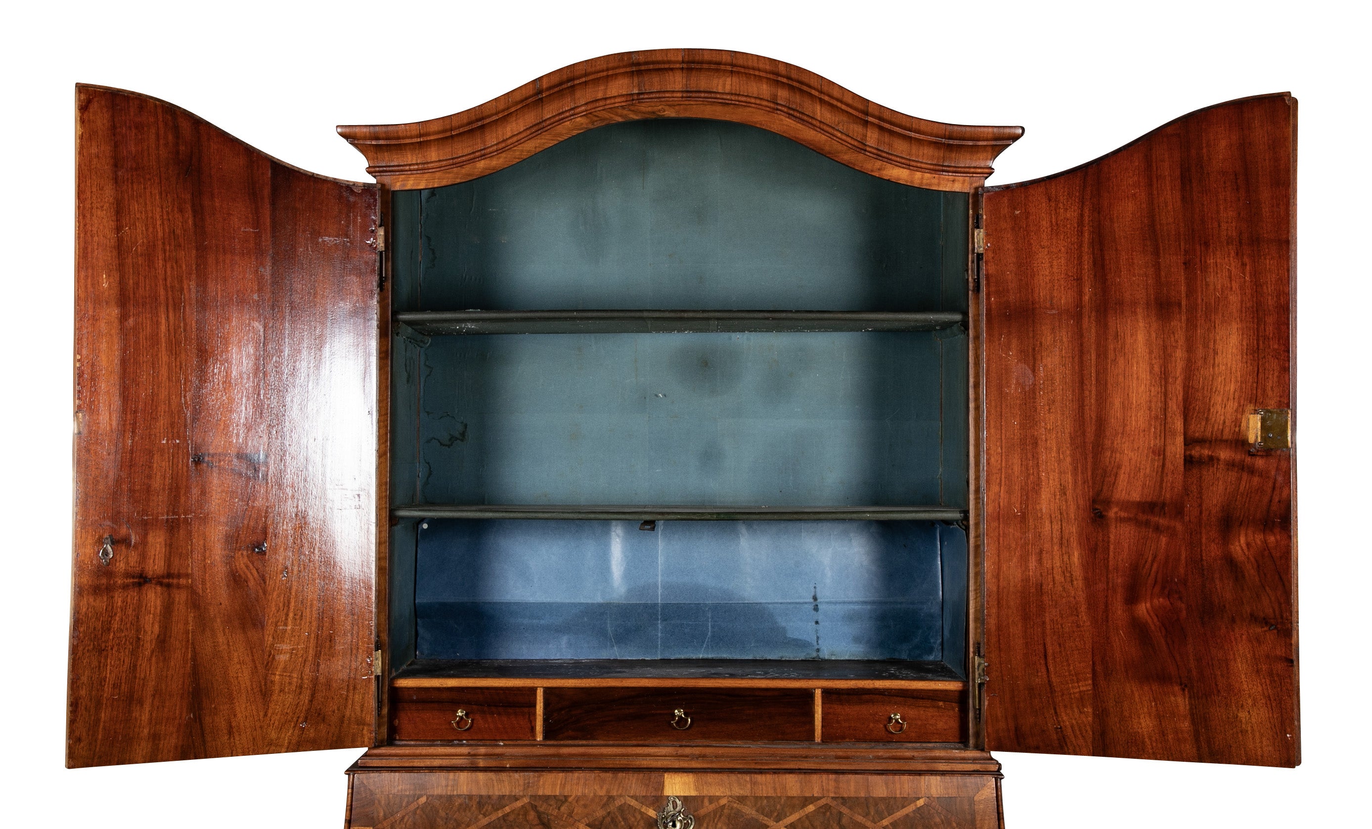 Unique Late 18th Century Swiss Secretary with Beautiful Marquetry