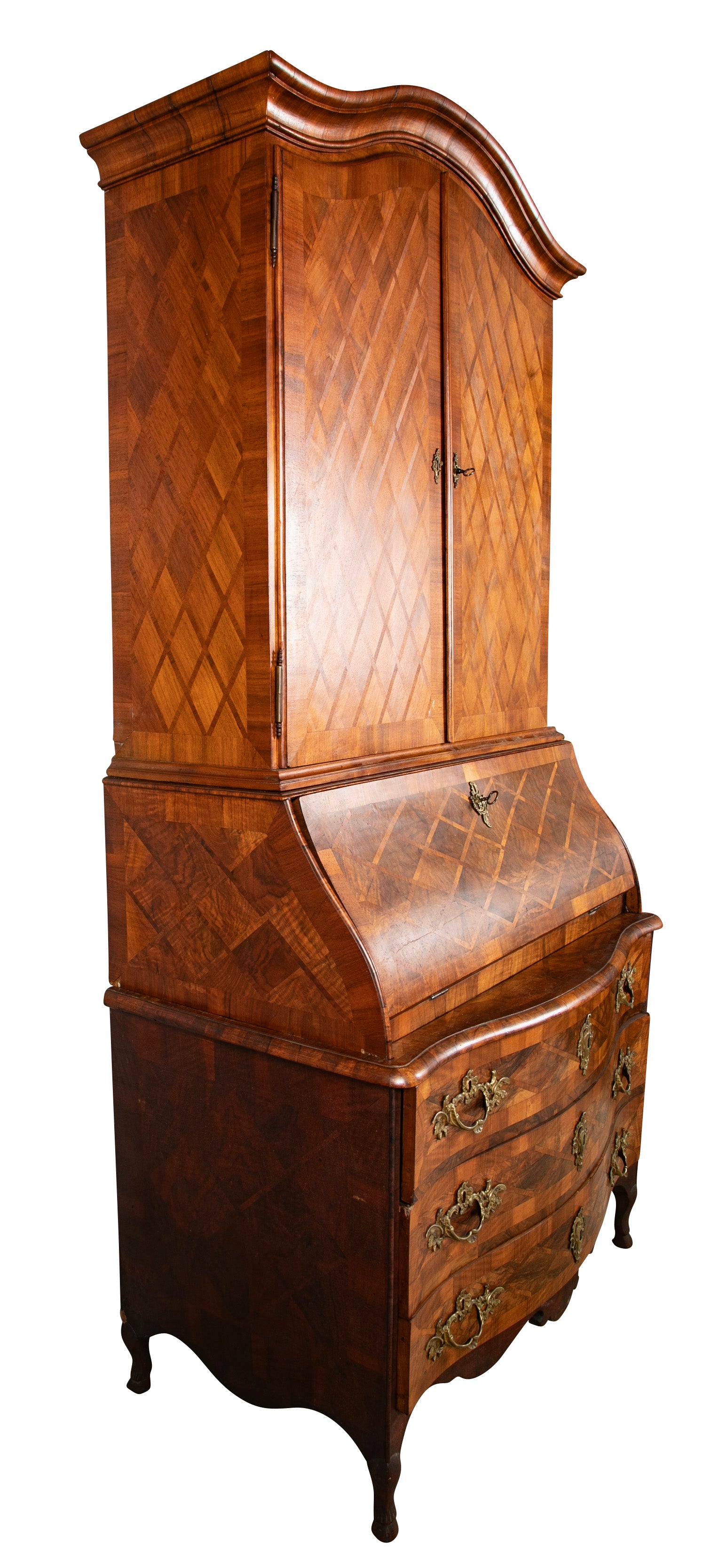 Unique Late 18th Century Swiss Secretary with Beautiful Marquetry