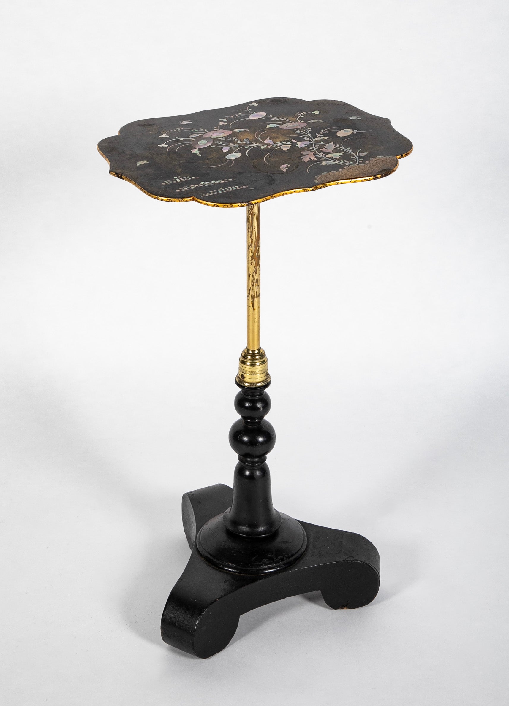 Pair of Chinese Export Tables with Floral Mother-of-Pearl Inlay
