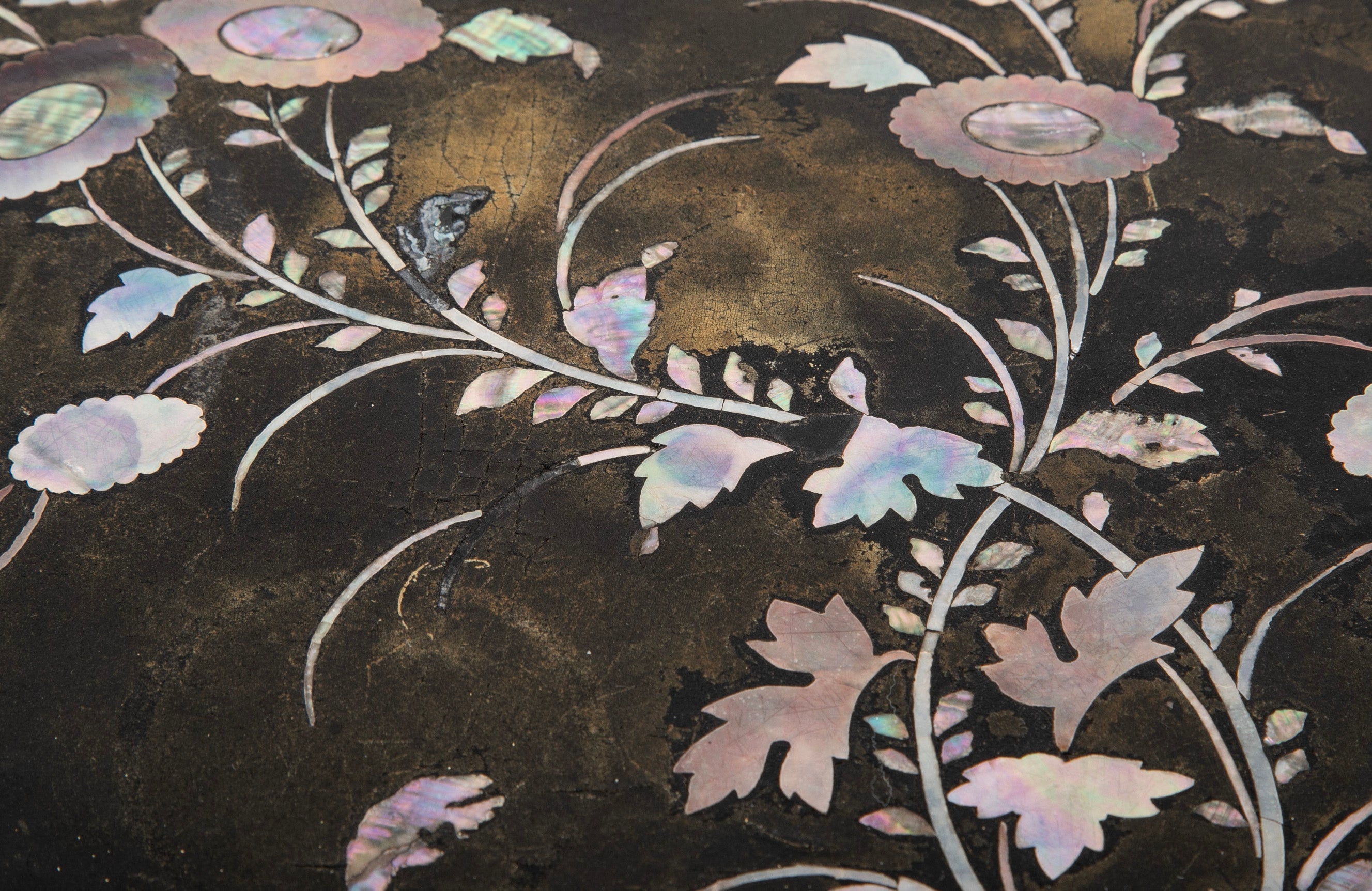 Pair of Chinese Export Tables with Floral Mother-of-Pearl Inlay