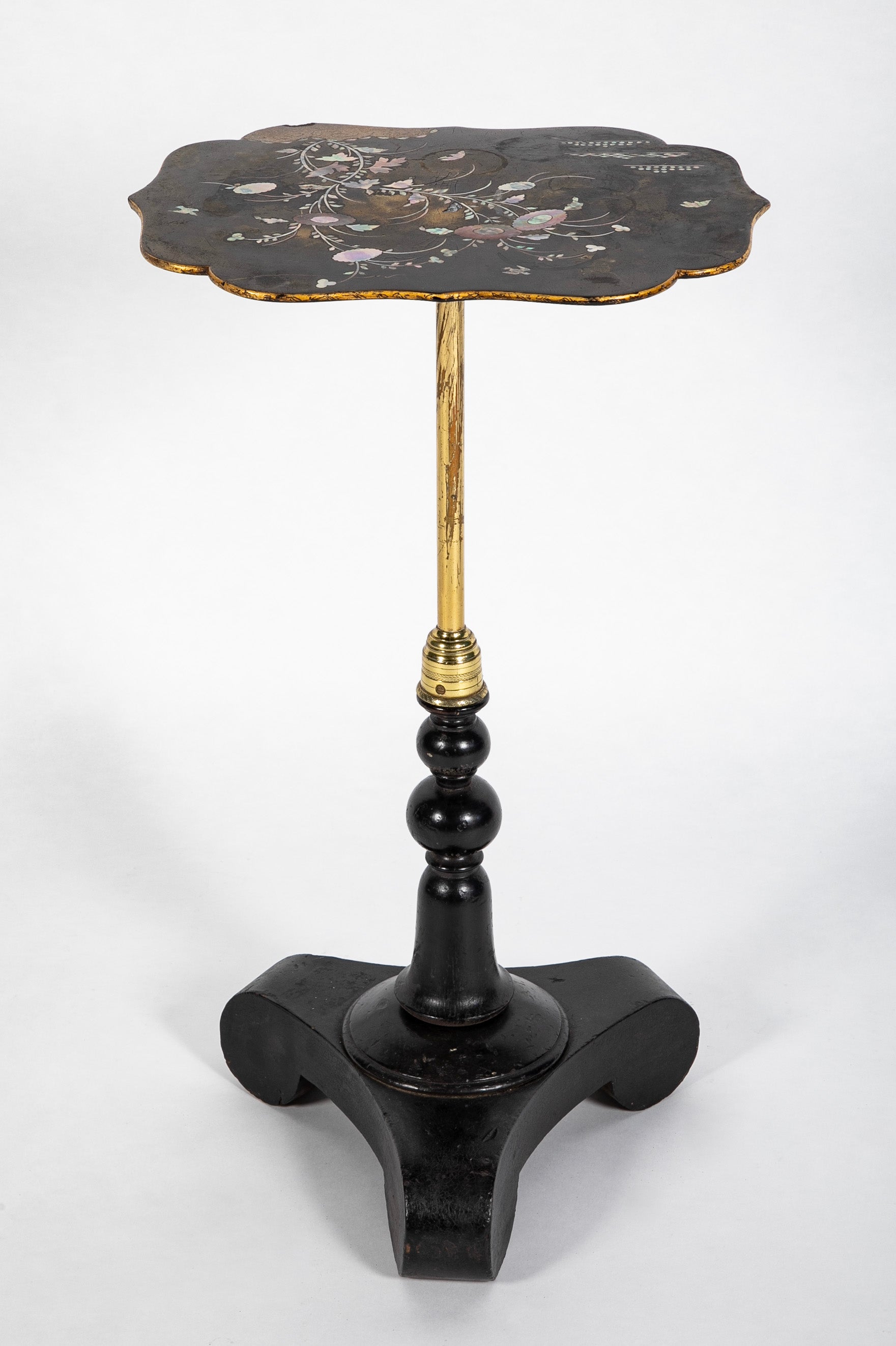 Pair of Chinese Export Tables with Floral Mother-of-Pearl Inlay