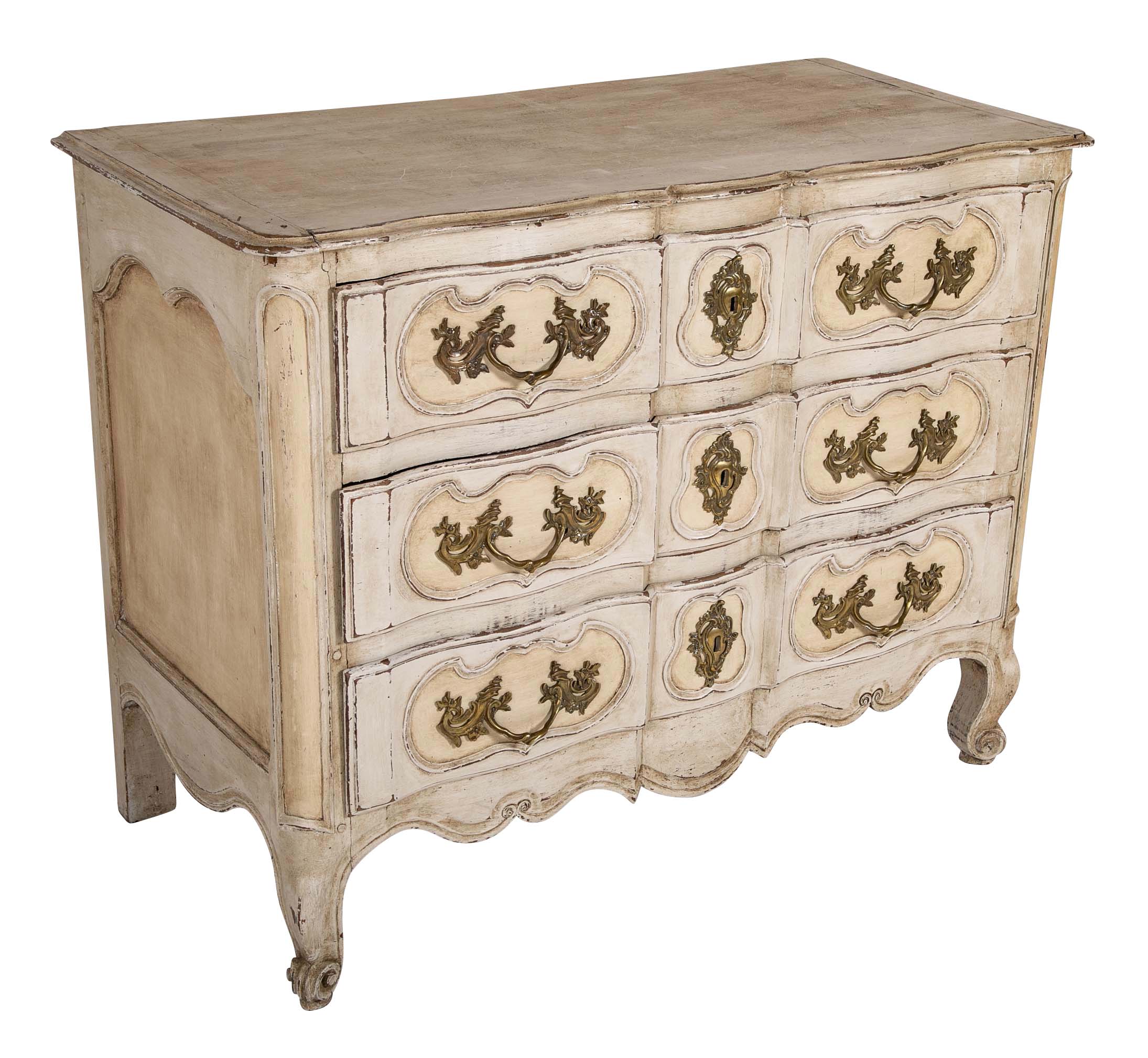 An 18th Century Robust French Provincial Serpentine Front Commode