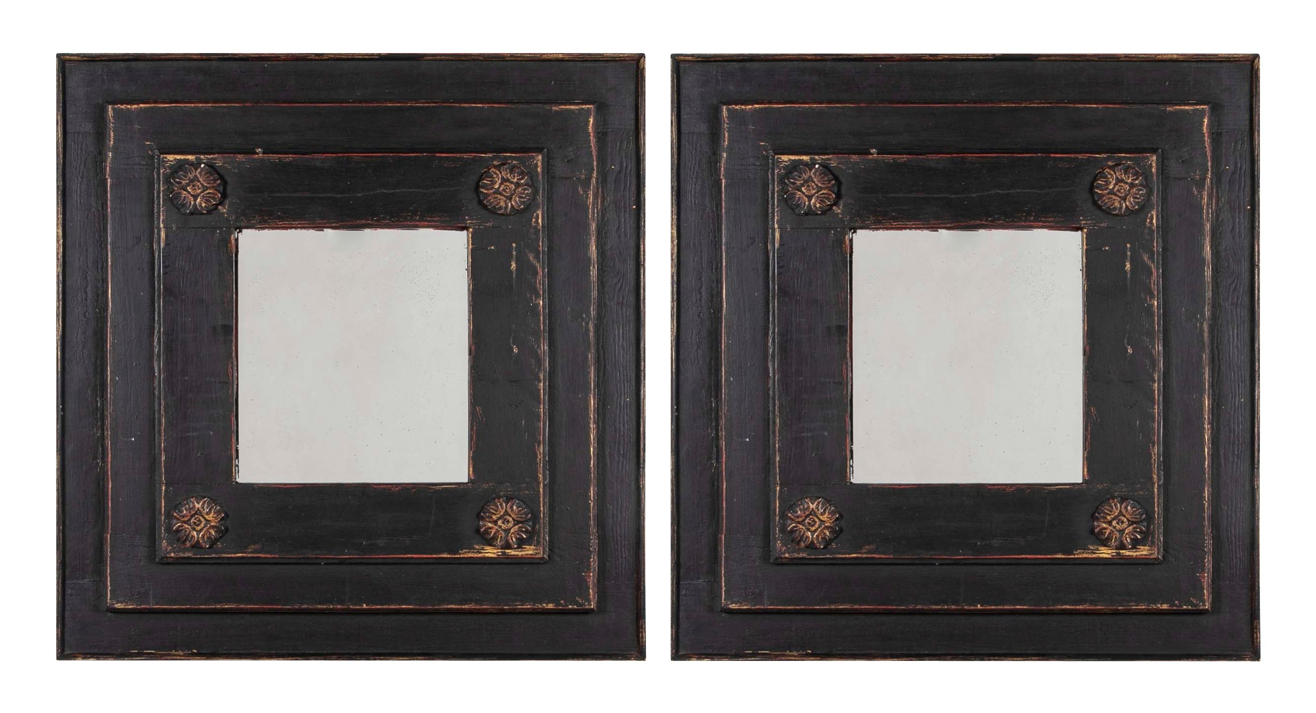 Pair of Black Painted Mirrors, Circa 1780