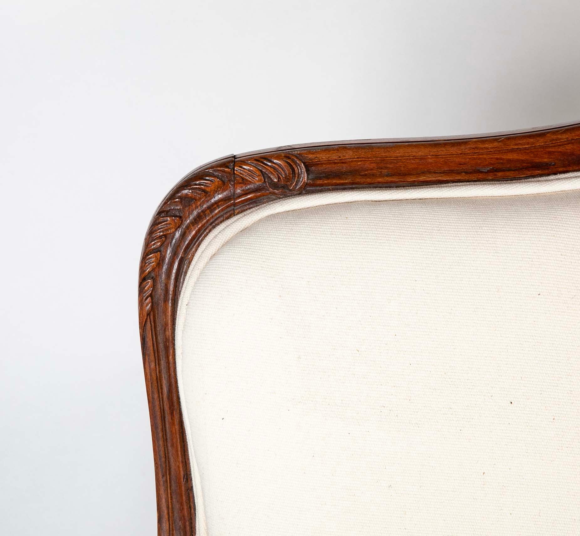19th Century Carved Wood French Settee from Burgundy