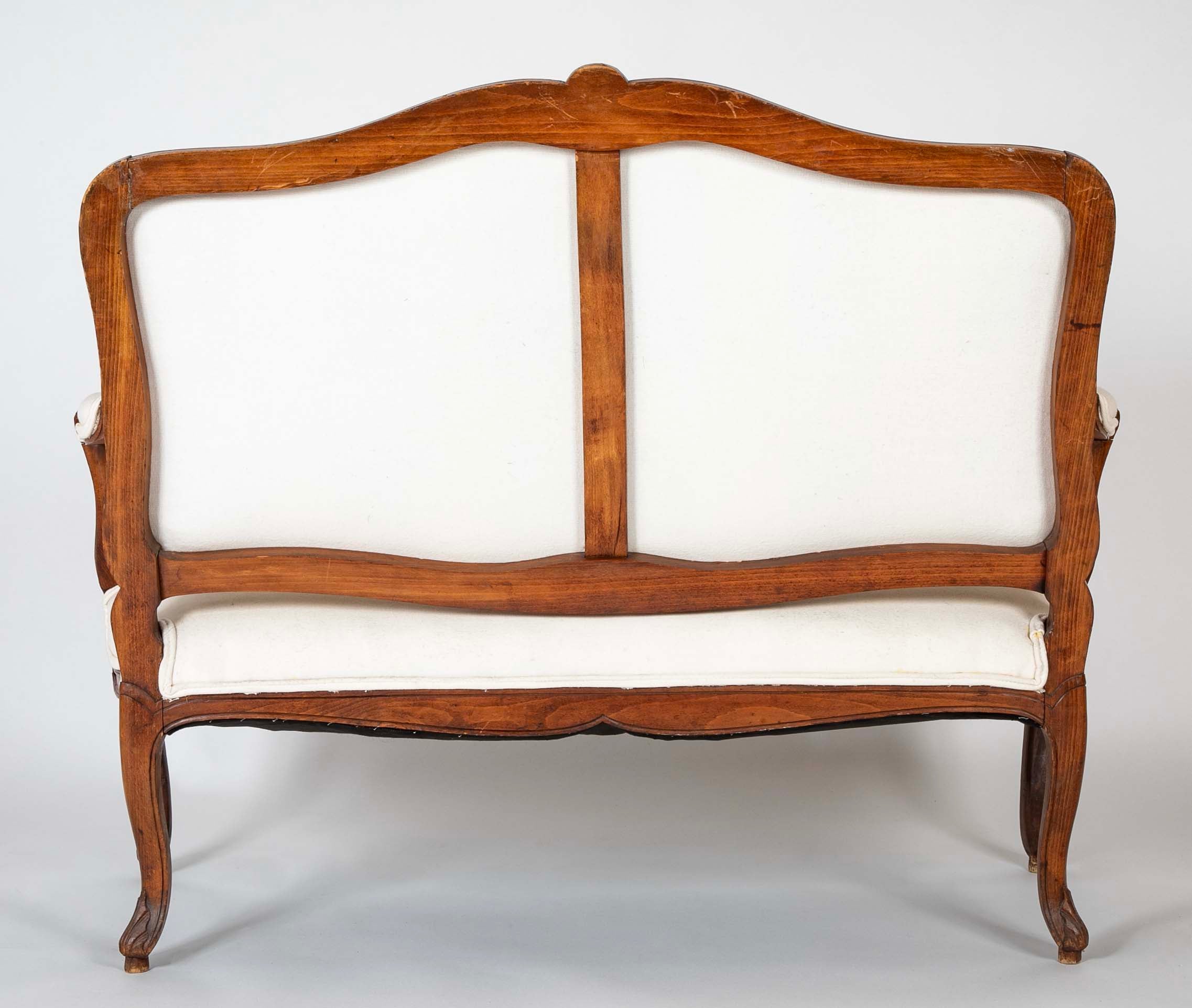 19th Century Carved Wood French Settee from Burgundy