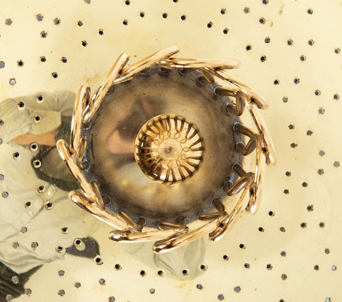 Custom Enameled Brass Chandelier in the Manner of Paavo Tynell