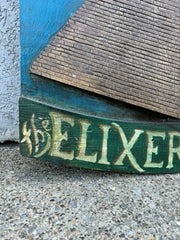 Folk Art Carnival Sign Winged Scarab and Pyramid "Elixir of Life"