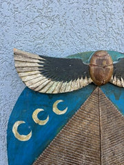 Folk Art Carnival Sign Winged Scarab and Pyramid "Elixir of Life"